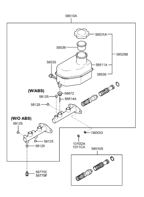 2002 Hyundai Accent Valve Diagram for 58775-3E200