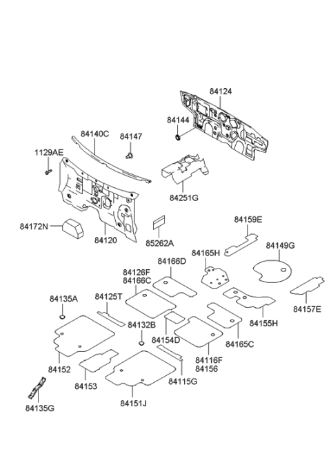 2000 Hyundai Elantra New Body Style Isolation Pad & Floor Covering Diagram 2