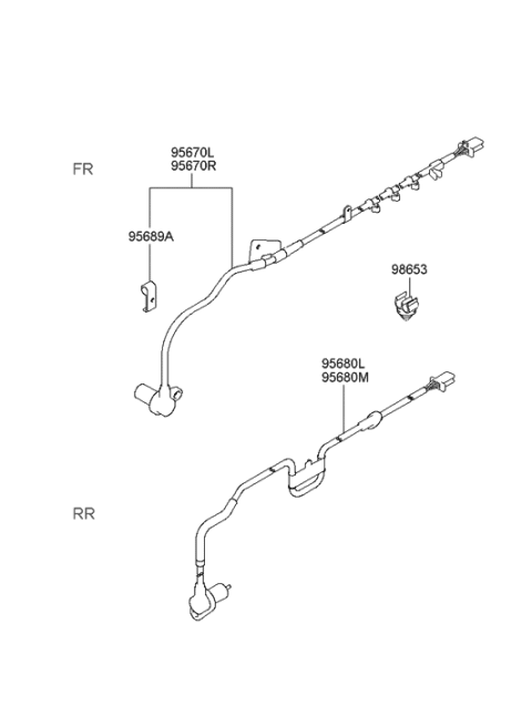 2008 Hyundai Elantra Sensor Assembly-Abs Real Wheel ,LH Diagram for 95680-2D050