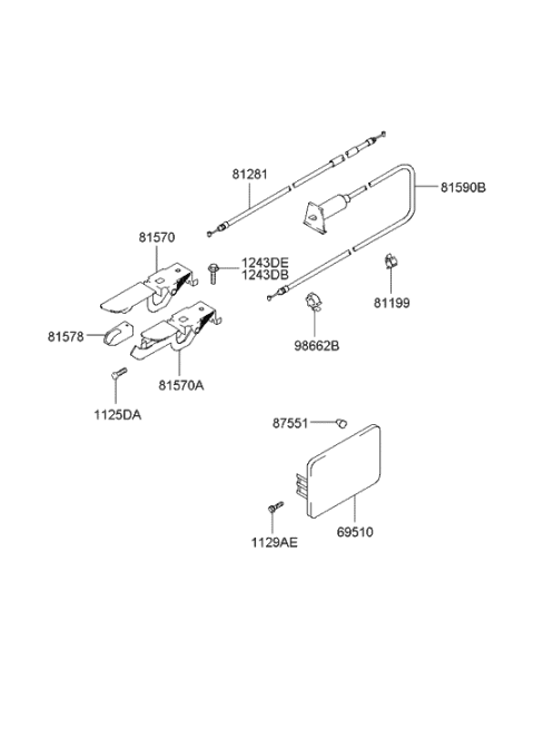 2006 Hyundai Elantra Old Body Style Fuel Filler Door Diagram