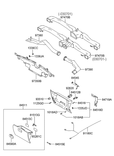 2006 Hyundai Elantra Old Body Style Crash Pad Upper Diagram 2
