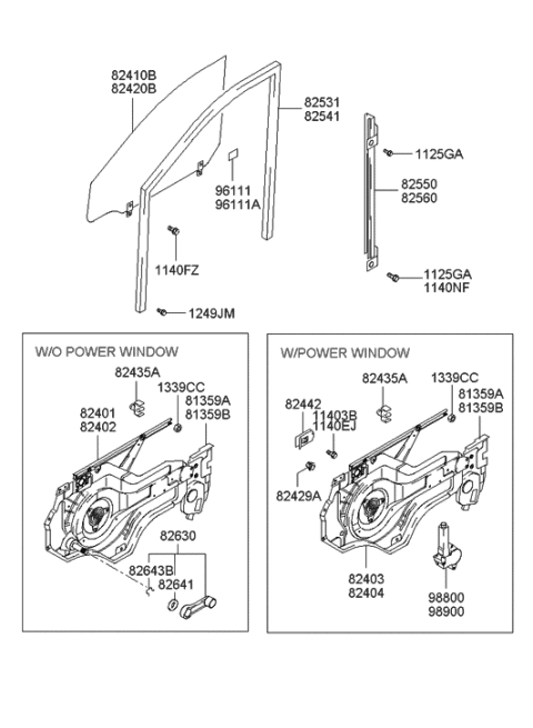 2002 Hyundai Elantra Motor Assembly-Power Window Regulator,RH Diagram for 82460-2D001