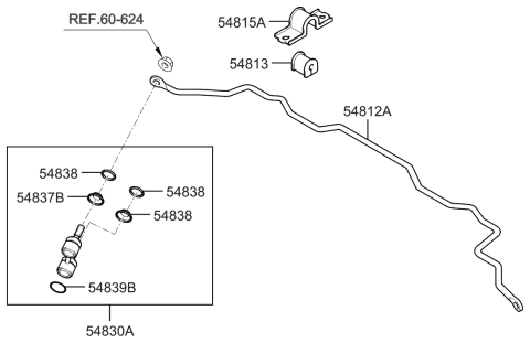 2004 Hyundai Accent Bar-Front Stabilizer Diagram for 54811-2D100