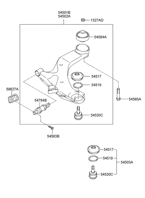 2001 Hyundai Elantra Front Suspension Lower Arm Diagram