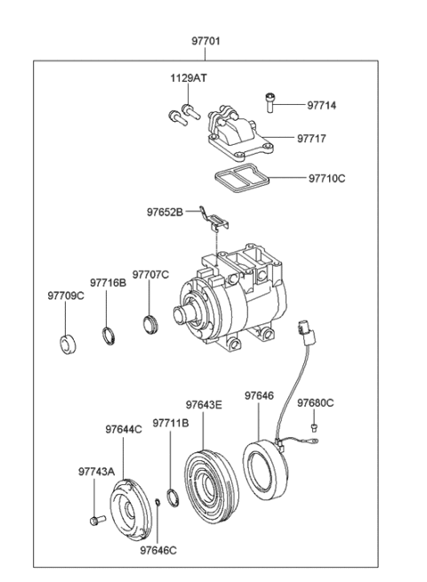 2005 Hyundai Accent PULLEY Assembly-Air Conditioning Compressor Diagram for 97643-22260