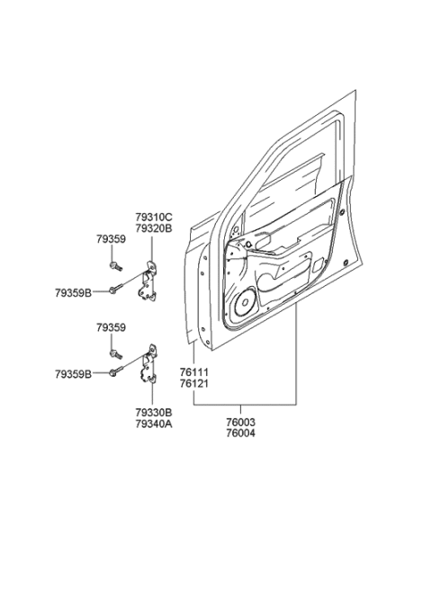 2006 Hyundai Elantra Old Body Style Panel-Front Door Diagram