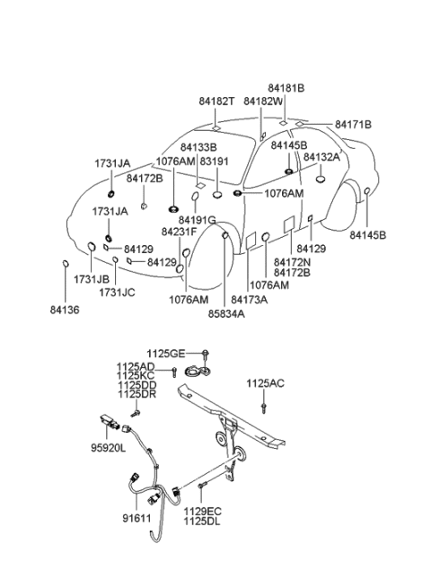 2000 Hyundai Elantra New Body Style Isolation Pad & Floor Covering Diagram 1
