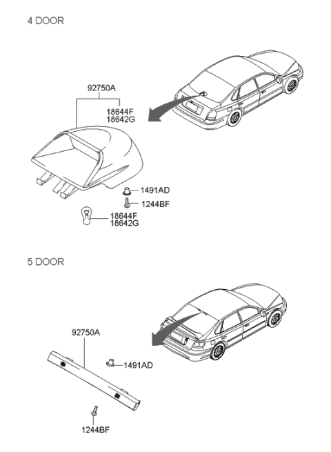 2006 Hyundai Elantra Old Body Style High Mounted Stop Lamp Diagram