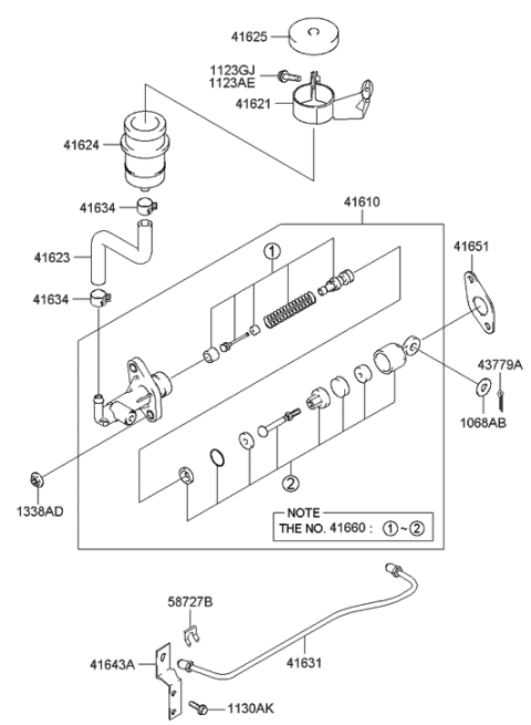 2006 Hyundai Elantra Old Body Style Clutch & Master Cylinder (MTA) Diagram