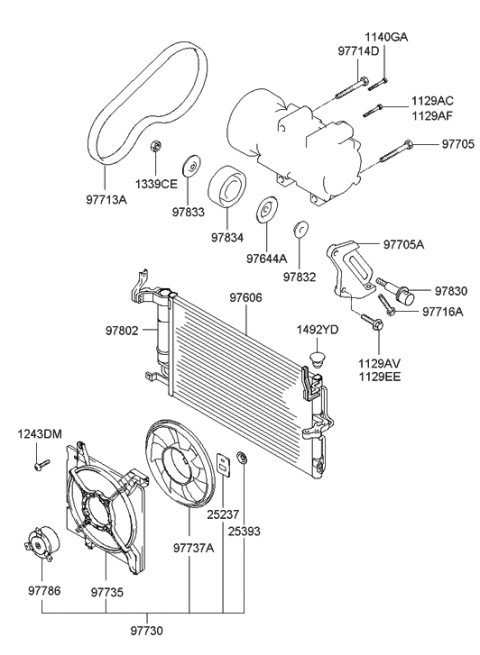 2000 Hyundai Elantra Blower Assembly-Conderser Diagram for 97730-2D000