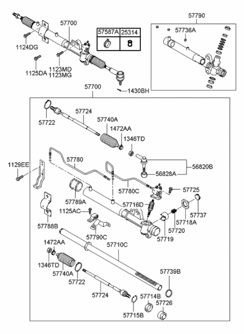 2005 Hyundai Accent Clamp-Gear Housing Mounting Diagram for 57788-2D000
