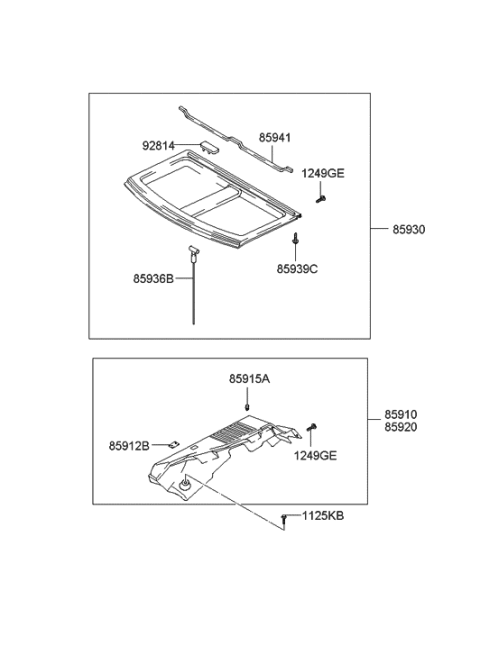 2000 Hyundai Elantra New Body Style Covering Shelf Diagram