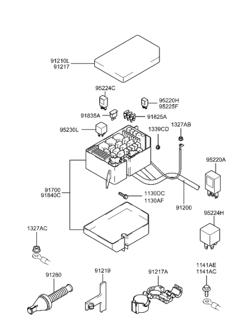 2004 Hyundai Accent Lp-S/B Fuse 40A Diagram for 91840-38000