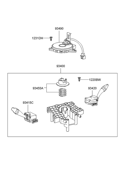 2003 Hyundai Accent Switch Assembly-Lighting & Turn Signal Diagram for 93410-2D260
