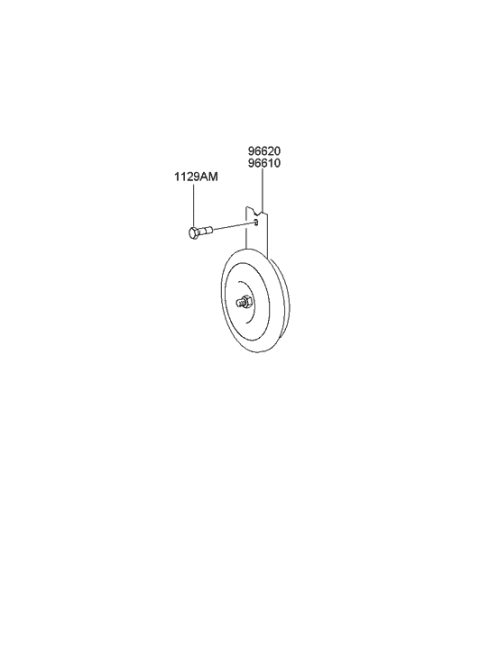 2002 Hyundai Accent Horn Assembly-Low Pitch Diagram for 96610-2D101