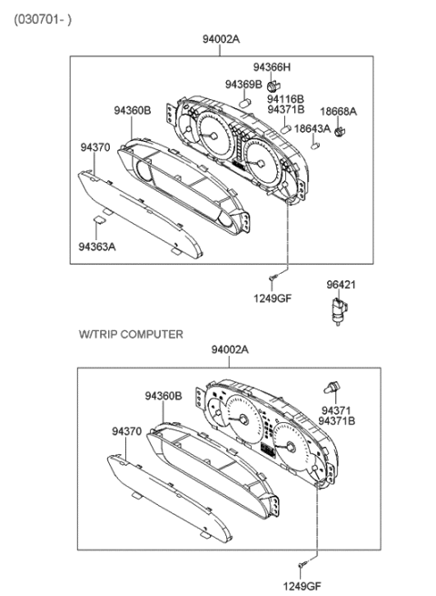 2006 Hyundai Elantra Old Body Style Instrument Cluster Diagram 2