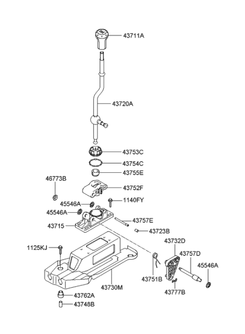 2006 Hyundai Santa Fe Old Body Style Shift Lever Control (MTM) Diagram 1