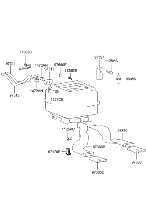 2000 Hyundai Santa Fe Hose-Heater Coolant Inlet Diagram for 97321-26500