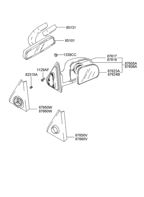 2001 Hyundai Santa Fe Mirror Assembly-Outside Rear View,LH Diagram for 87610-26840