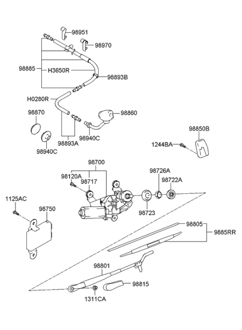 2020 Hyundai Genesis G90 Rubber Pad-Rear Wiper Diagram for 98717-26000