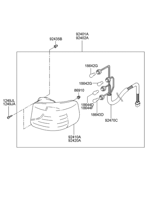 2004 Hyundai Santa Fe Lamp Assembly-Rear Combination,RH Diagram for 92402-26500