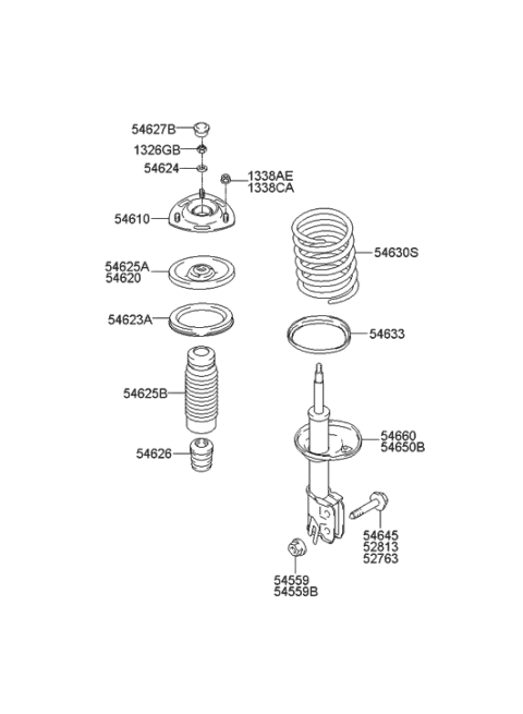 2003 Hyundai Santa Fe Strut Assembly, Front, Left Diagram for 54650-26500