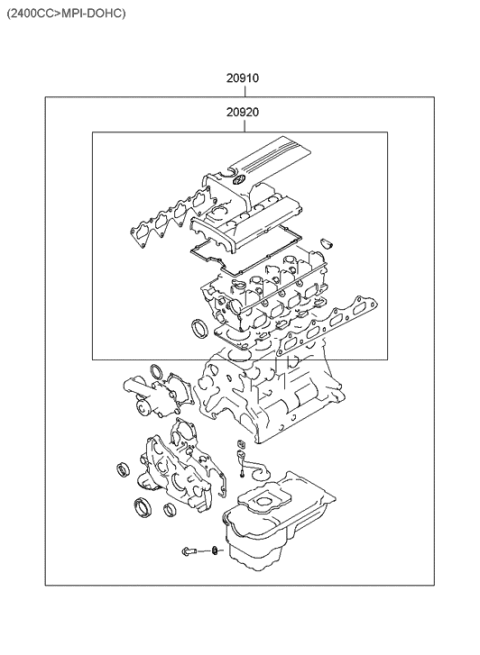 2006 Hyundai Santa Fe Engine Gasket Kit Diagram 2