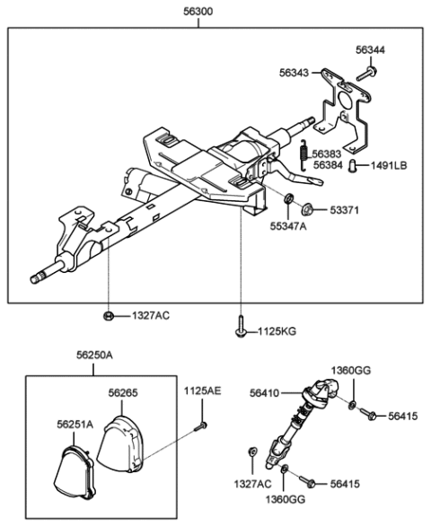 2001 Hyundai Santa Fe Steering Column & Shaft Diagram