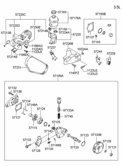 2006 Hyundai Santa Fe Old Body Style Power Steering Oil Pump Diagram 3