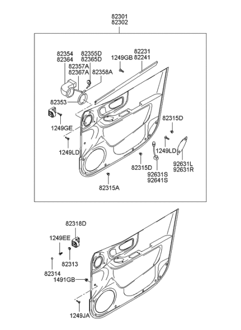 2001 Hyundai Santa Fe Panel Complete-Front Door Trim,LH Diagram for 82301-26044-YE