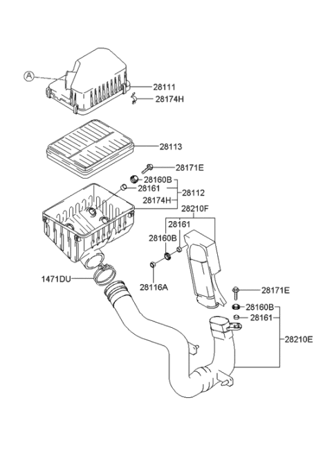 2001 Hyundai Santa Fe Air Cleaner Filter Diagram for 28113-26350