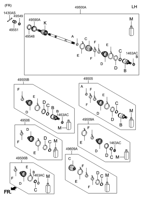 2006 Hyundai Santa Fe Old Body Style Drive Shaft (2WD) Diagram 6