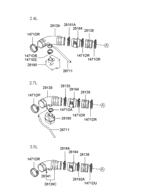 2006 Hyundai Santa Fe Old Body Style Air Cleaner Diagram 1