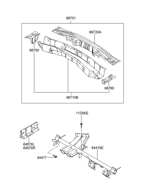 2003 Hyundai Santa Fe Panel Assembly-Cowl Lower Complete Diagram for 66710-26200