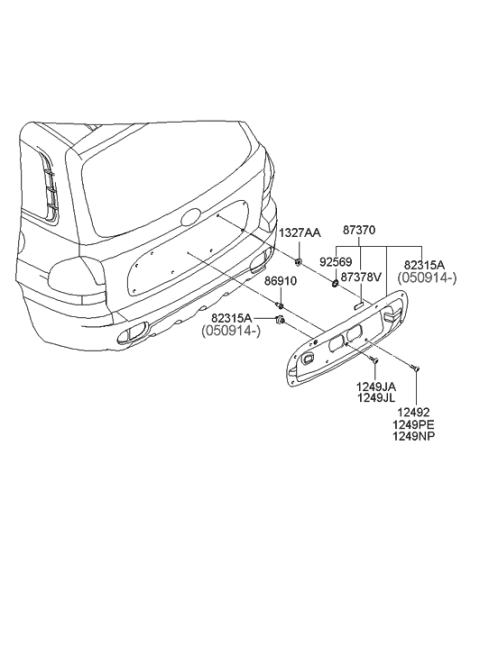 2003 Hyundai Santa Fe Pad-Back Panel Moulding Diagram for 87378-26500