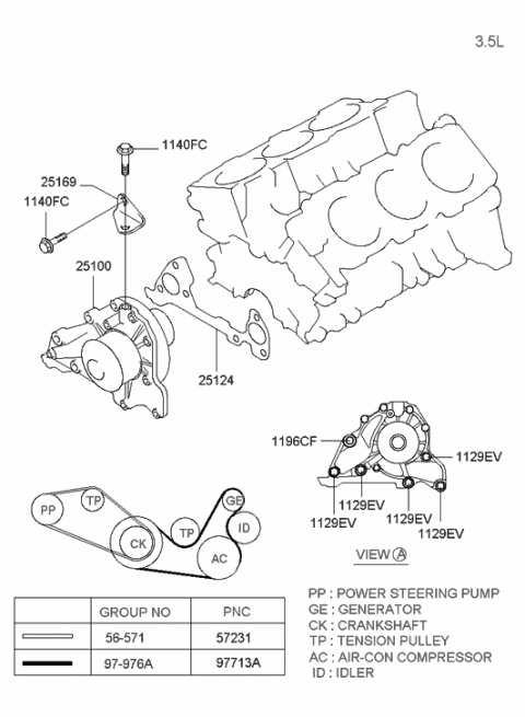 2006 Hyundai Santa Fe Old Body Style Coolant Pump Diagram 3
