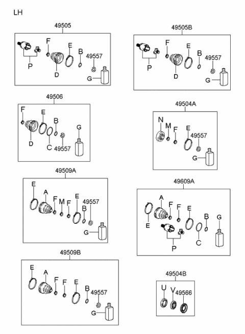 2001 Hyundai Santa Fe Bearing Kit-Front Axle Diagram for 49504-39A00