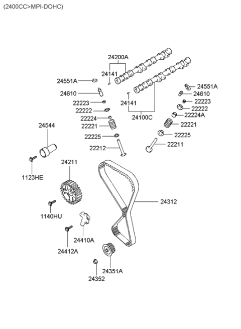 2006 Hyundai Santa Fe Old Body Style Camshaft & Valve Diagram 2