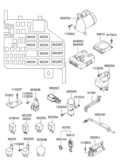 2020 Hyundai Ioniq Power Relay Assembly Diagram for 95224-2D000