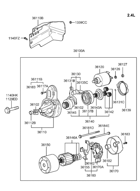 2006 Hyundai Santa Fe Old Body Style Starter Motor Diagram 1