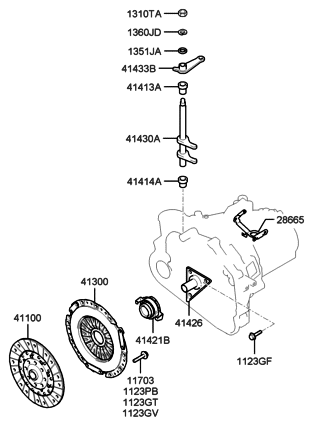 2006 Hyundai Santa Fe Old Body Style Clutch & Release Fork Diagram 1