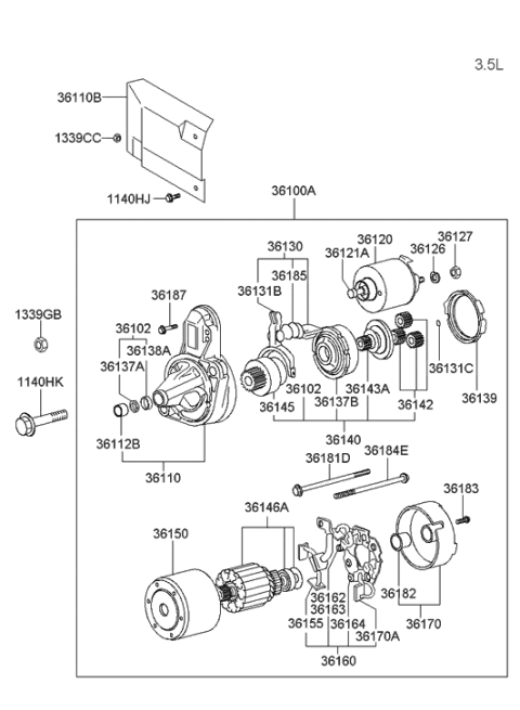2006 Hyundai Santa Fe Old Body Style Starter Motor Diagram 3