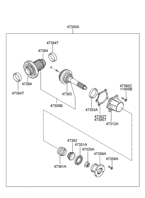 2006 Hyundai Santa Fe Old Body Style Transfer Assy Diagram 2