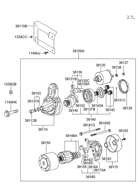 2006 Hyundai Santa Fe Old Body Style Starter Motor Diagram 2