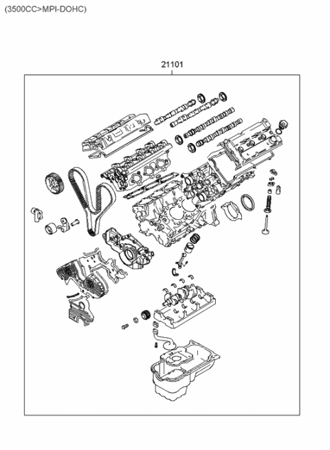 2006 Hyundai Santa Fe Old Body Style Sub Engine Assy Diagram 3