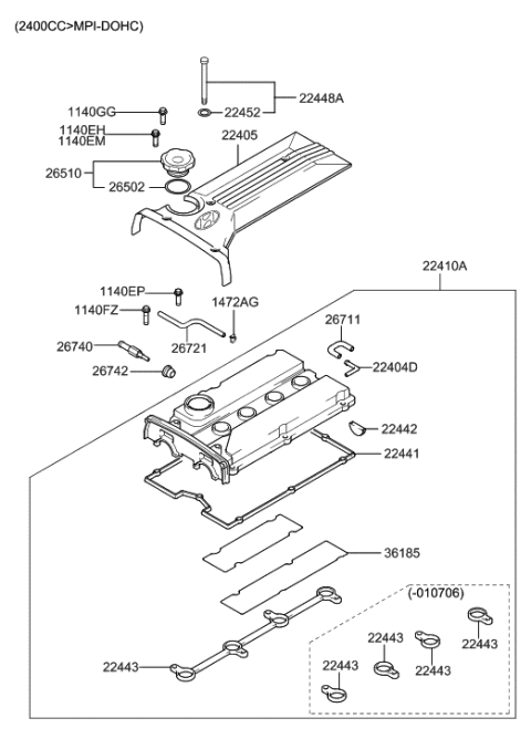 2005 Hyundai Santa Fe Rocker Cover Diagram 2