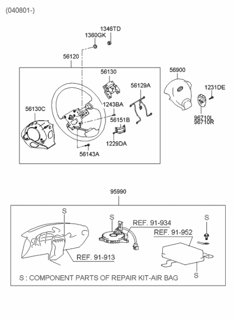 2006 Hyundai Santa Fe Steering Wheel Diagram 2