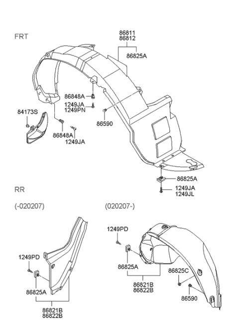 2006 Hyundai Santa Fe Old Body Style Wheel Gaurd Diagram