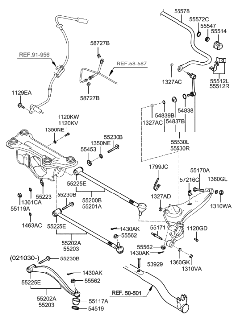 2003 Hyundai Santa Fe Plate-Lower Arm Diagram for 55223-37001