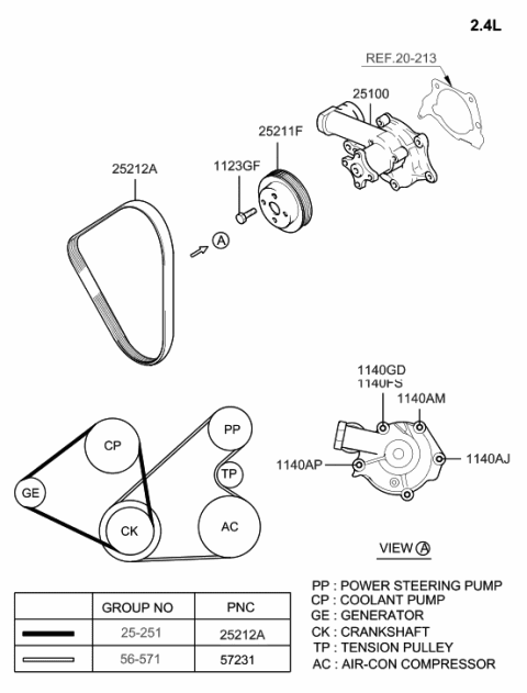 2006 Hyundai Santa Fe Old Body Style Coolant Pump Diagram 1